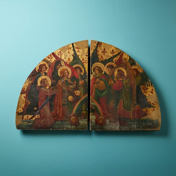 Pair of 19th Century Polychrome Painted Ecclesiastical Decorative Wall Panels