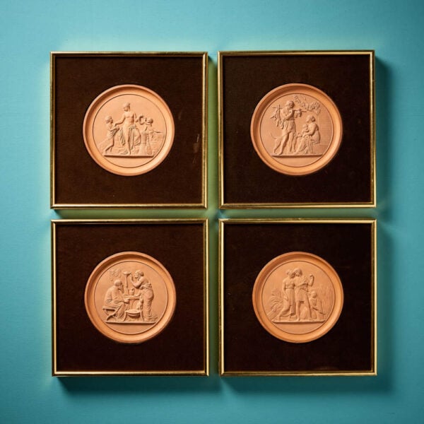 After Thorvaldsen Set of 4 Framed Neoclassical Earthenware Roundels