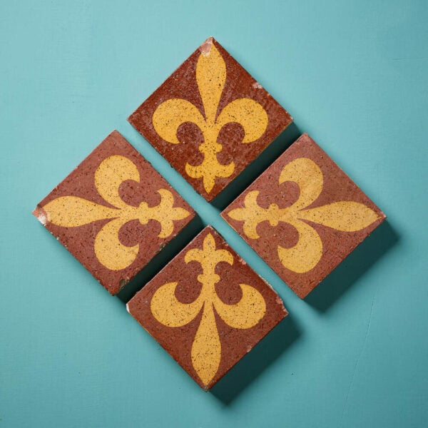 Set of 4 Fleur-de-lis Encaustic Tiles by Godwin & Co.