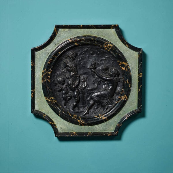 19th Century French Bronzed Copper & Simulated Marble Wall Plaque