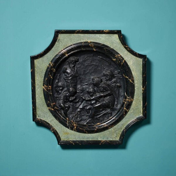 Antique Simulated Marble & Bronzed Copper Wall Plaque