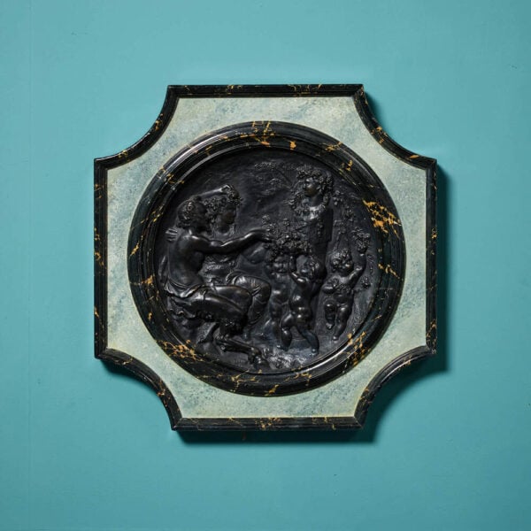 Antique Decorative Bronzed Copper & Simulated Marble Wall Plaque