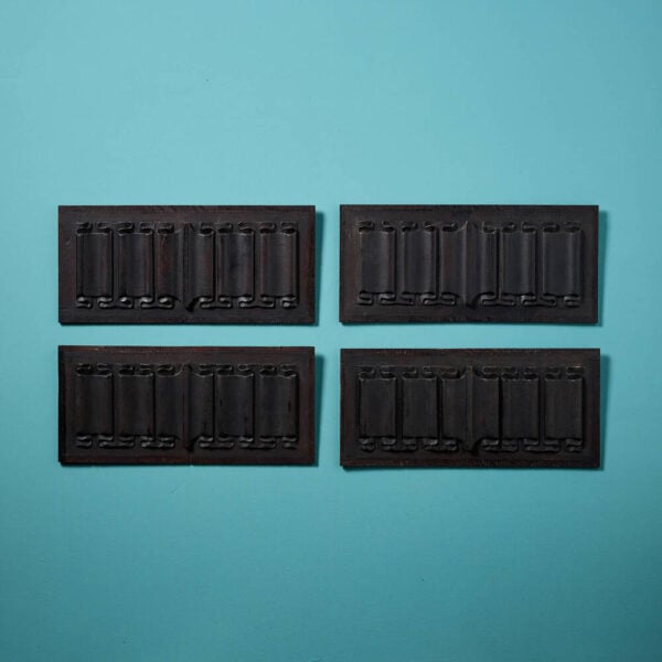 Set of 4 Antique Oak Linenfold Carved Hanging Panels