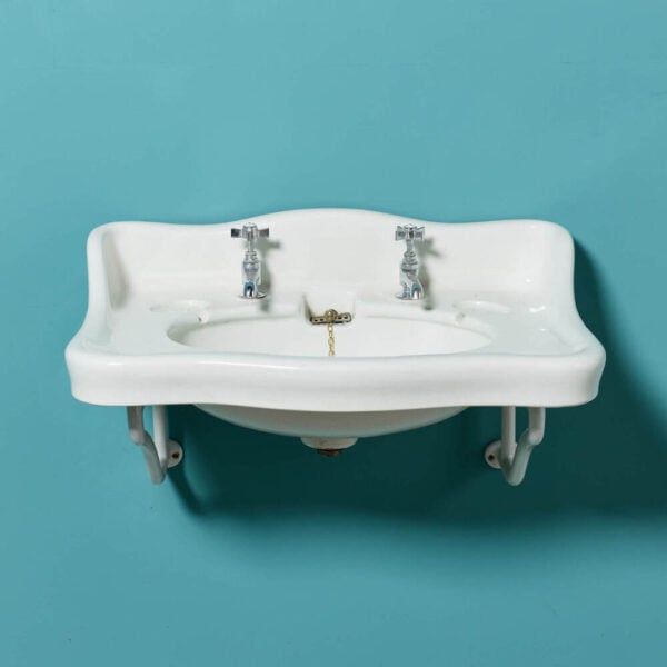 Large Edwardian Wall Mounted Ceramic Basin with Brackets