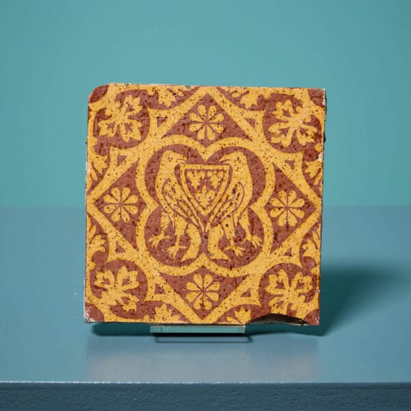 Antique Tudor Revival Decorative Encaustic Tile by W. Godwin