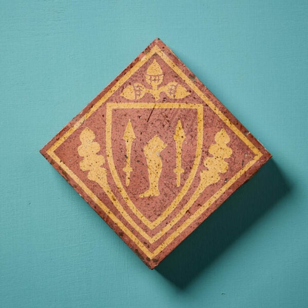 19th Century English Armorial Encaustic Tile by W. Godwin