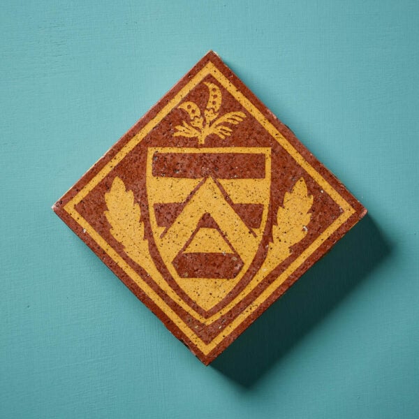 W. Godwin Antique English Heraldic Encaustic Tile c.1870