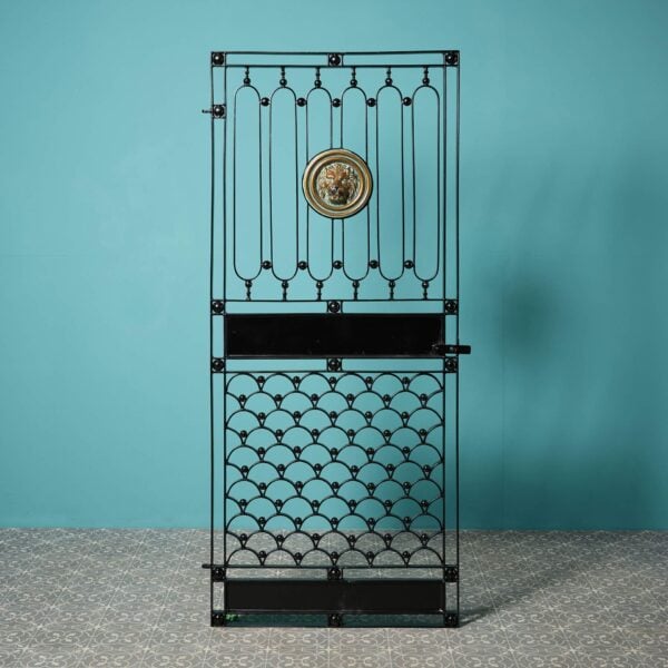 Reclaimed Tall Wrought Iron Gate with Lion Mask