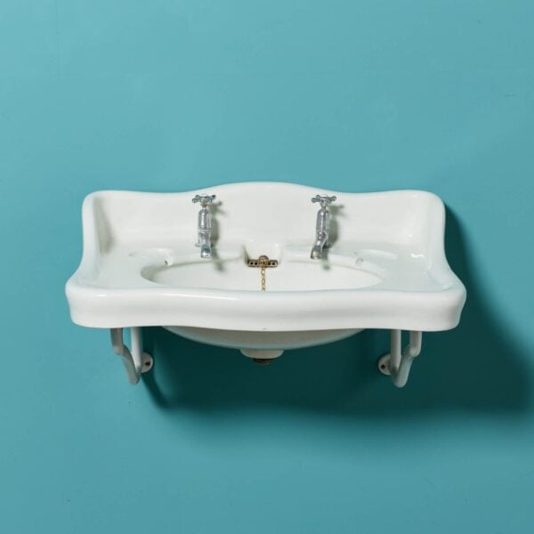 Edwardian 1920s Wall Mounted Ceramic Sink with Brackets
