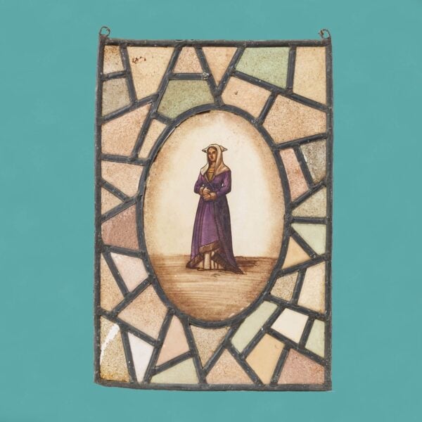 0_36973-blue 19th Century Georgian Style Stained Glass Window Hanging