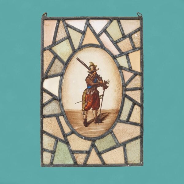 0_36975-blue Antique Stained Glass Window Hanging Depicting a Musketeer