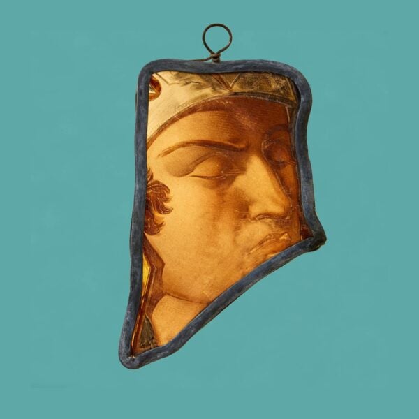 0_37280-0 Antique Stained Glass Window Hanging Panel of a Saint or Soldier