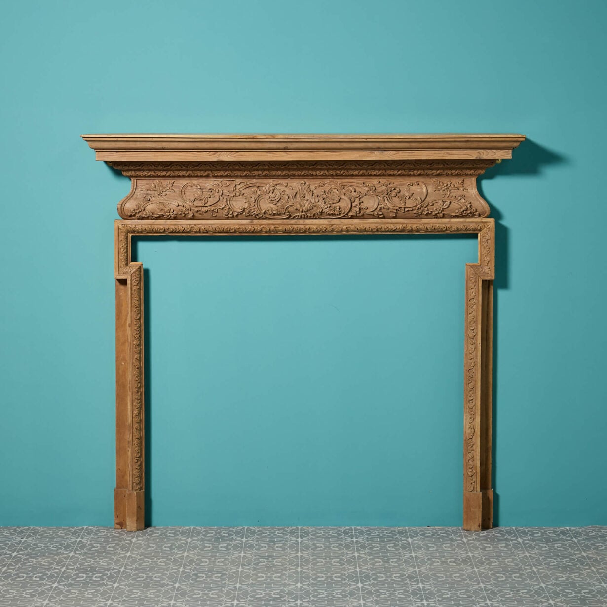 Georgian Neoclassical Style Pine Dog Leg Fireplace