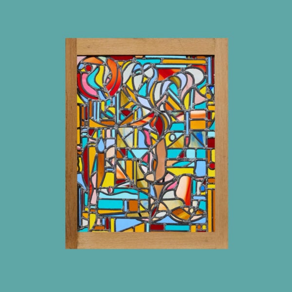 Reclaimed Abstract Stained Glass Panel