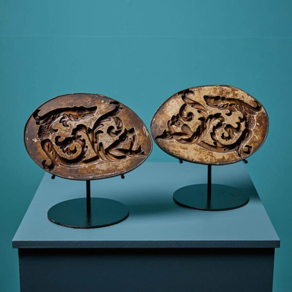 Pair Of Antique Carved Dragon Moulds Ex. Tucker Collection