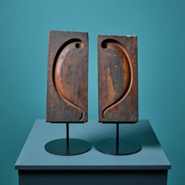 A Pair Of Antique Carved Wooden Scroll Moulds Ex. Tucker Collection