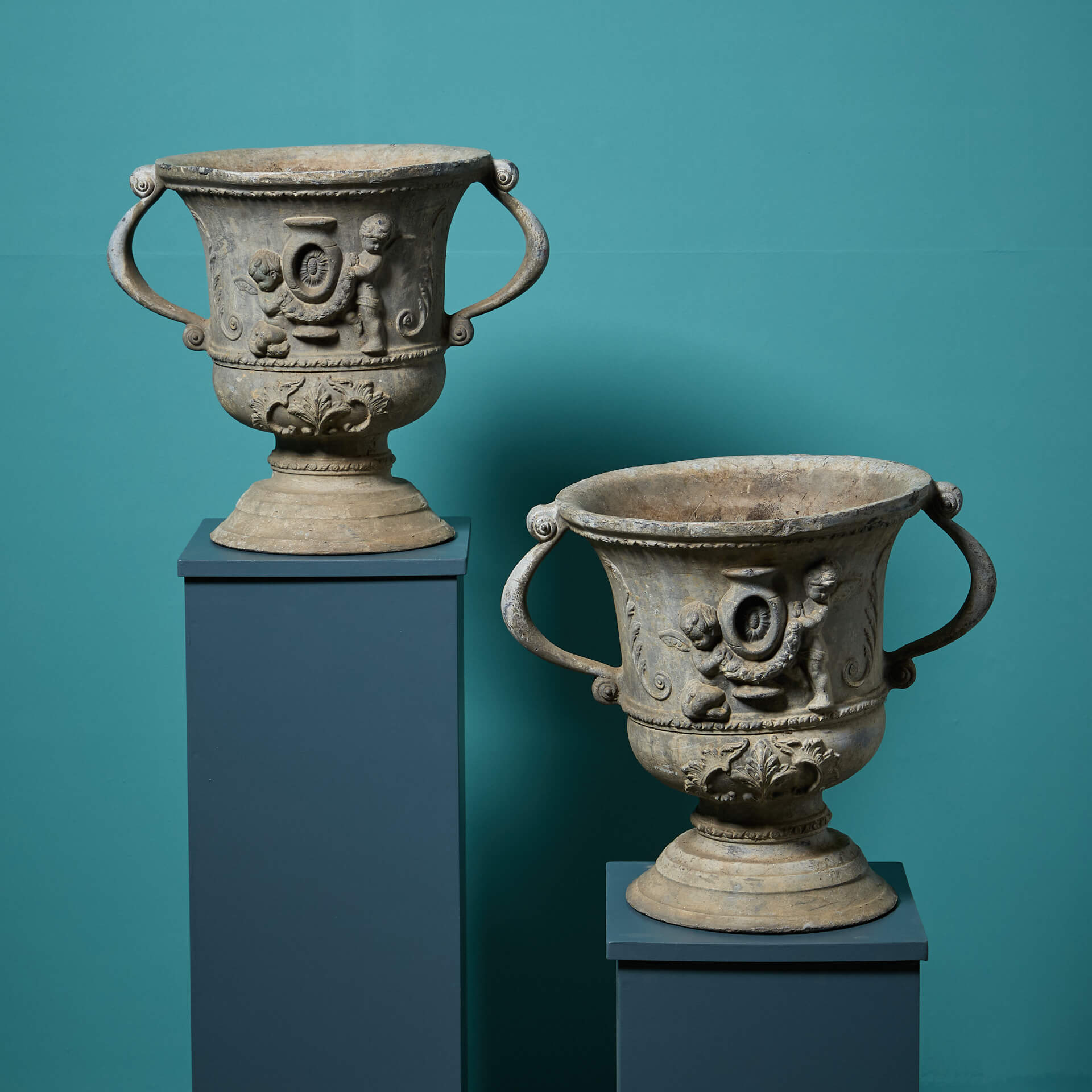 Pair of Antique Neoclassical Style Lead Garden Urns | UK Architectural ...