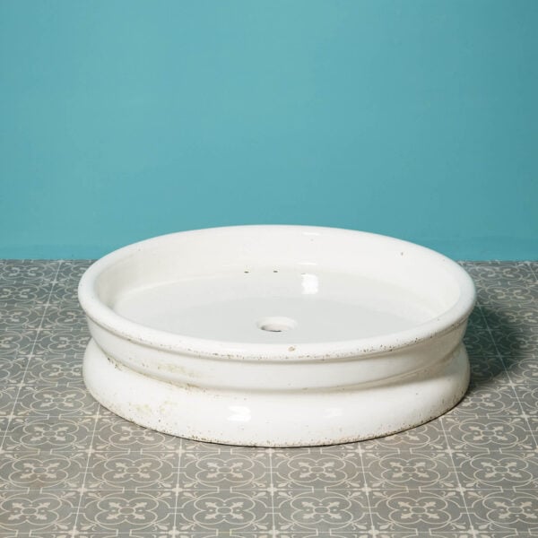 Large Reclaimed Antique Circular White Glazed Shower Tray