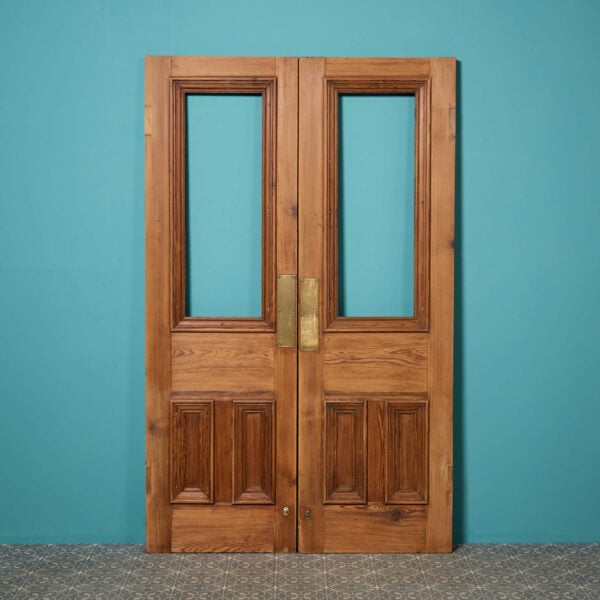 19th Century Pair Of Unglazed English Pitch Pine Double Doors