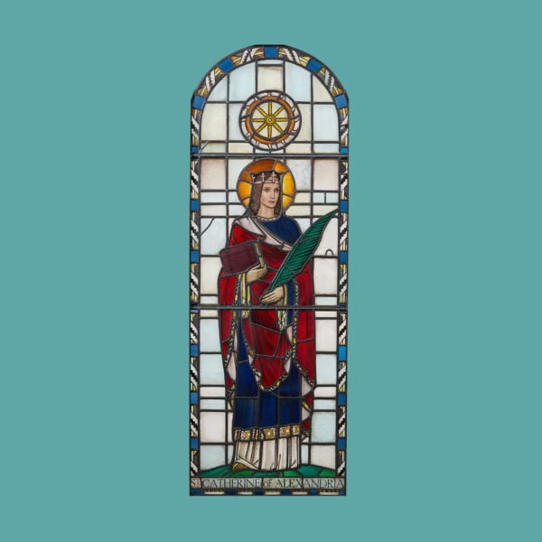 Antique Stained Glass Depiction Of Catherine Of Alexandria