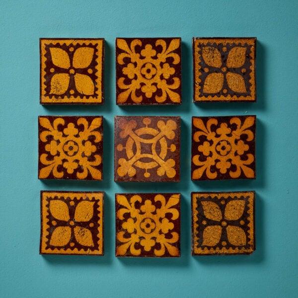 Set of 9 Reclaimed Mixed Encaustic Tiles by Craven Dunnill & Co