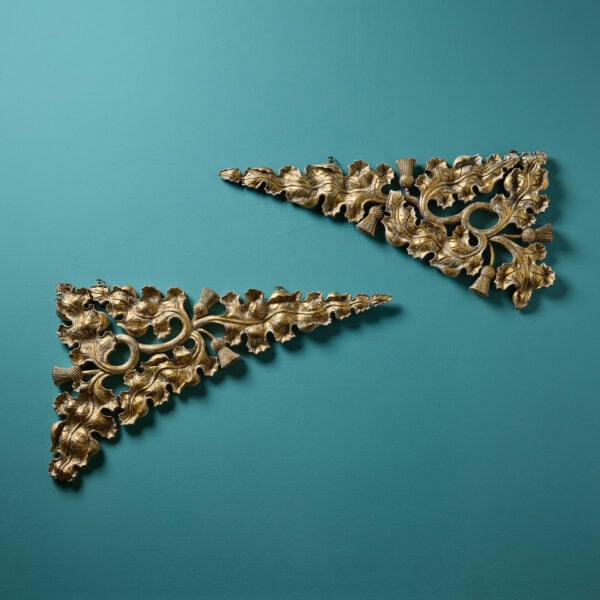 Pair of 19th Century Scottish Carved Gilt Oak Wall Hangings