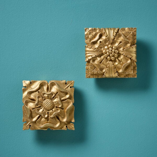 Two Handcarved 19th Century Tudor Rose Carvings