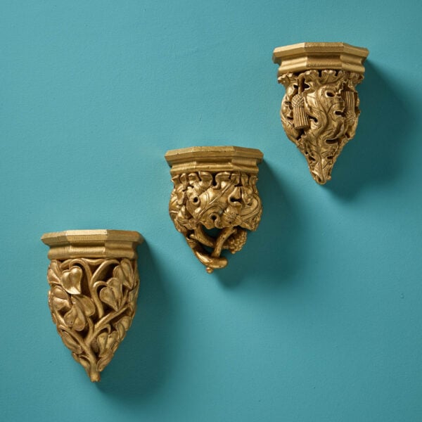 Set of 19th Century Scottish Gilt Carved Oak Brackets