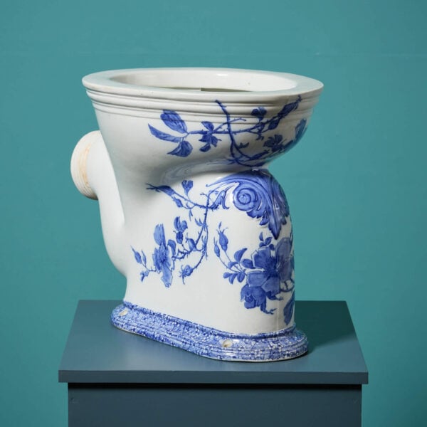 19th Century Blue & White Pattern Sanitas Toilet with P Trap