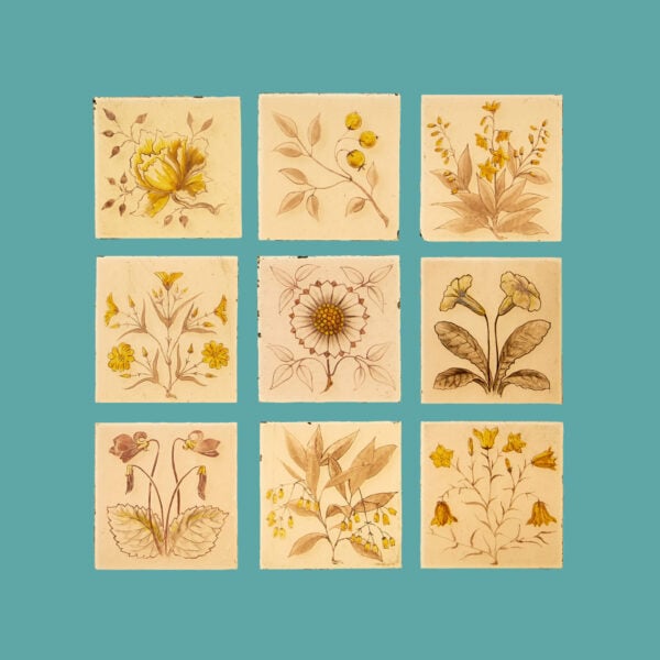 A Set Of Nine Hand Painted Fired Glass Panels After Basilius Besler