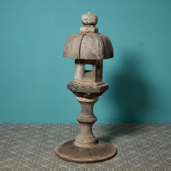 Reclaimed Granite Pedestal Mounted Japanese ‘Toro’ Lantern