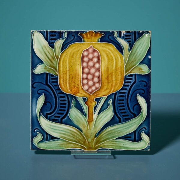 19th Century Glazed Stoneware 6-Inch Art Nouveau Tile