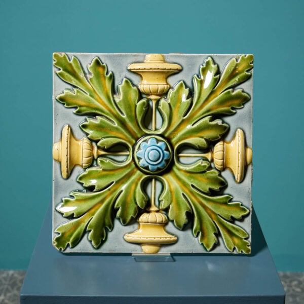 Victorian Glazed Ceramic 10-Inch Decorative Tile