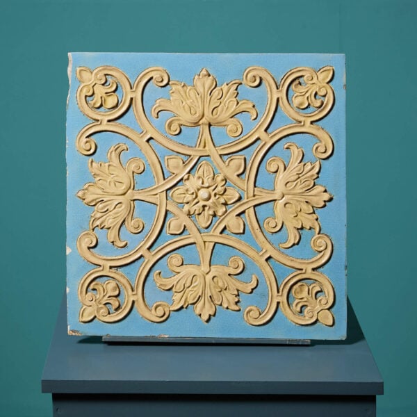 19th Century Burmantofts of Leeds Ornamental Floral Scrollwork Large Scale Tile