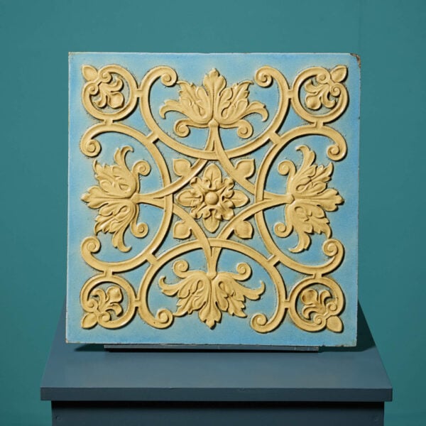 19th Century Burmantofts of Leeds Ornamental Floral Scrollwork Large Scale Tile