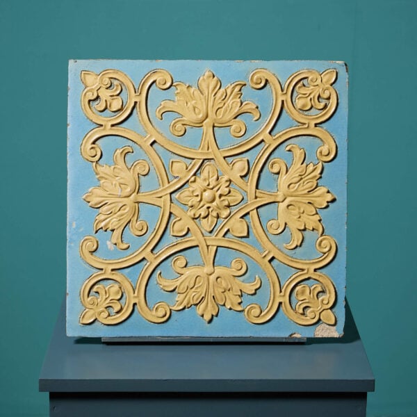 19th Century Burmantofts of Leeds Ornamental Floral Scrollwork Large Scale Tile
