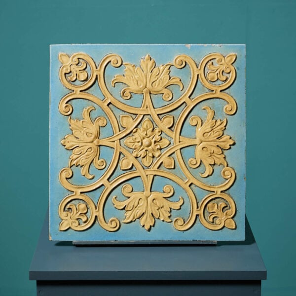 19th Century Burmantofts of Leeds Ornamental Floral Scrollwork Large Scale Tile