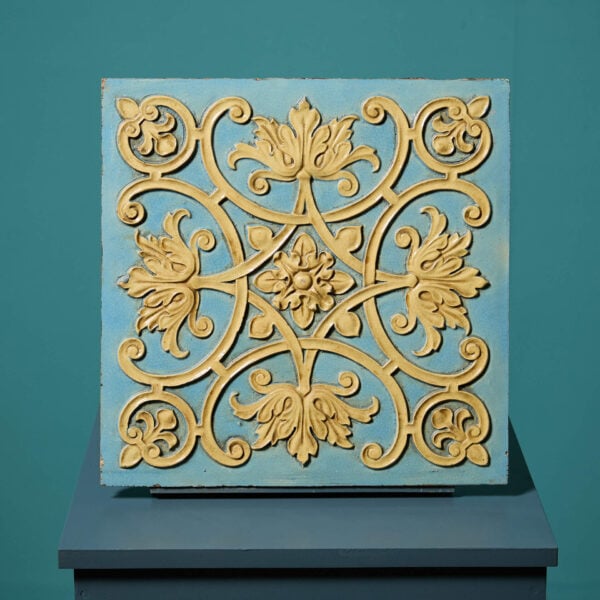 19th Century Burmantofts of Leeds Ornamental Floral Scrollwork Large Scale Tile