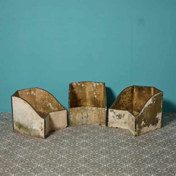 Set of 3 Large Brutalist Style Stoneware Planters