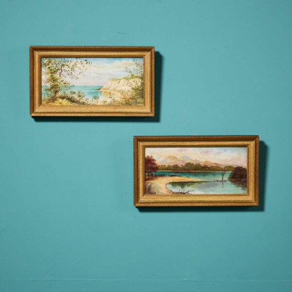 19th Century Set of Hand Painted Tiles In Gilt Frames