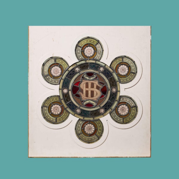 19th Century Church Rose Window With IHS Christogram