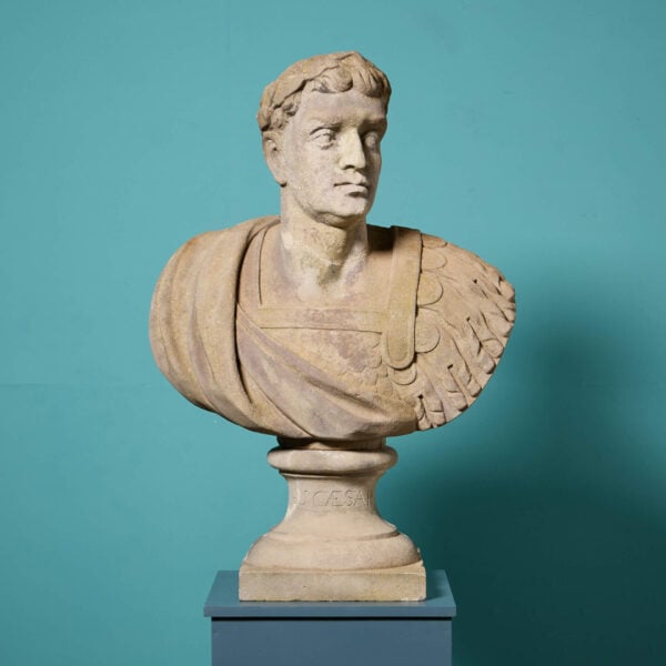 Large 19th Century York Stone Bust of a Roman Emperor