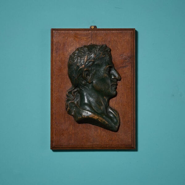 Antique Carved Oak Wall Plaque of Julius Caesar