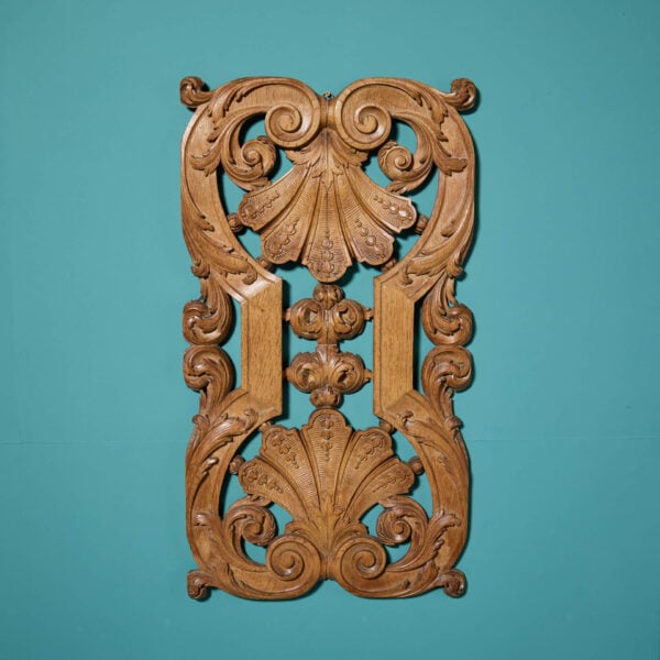 19th Century Hand Carved Scrolling Oak Decorative Panel