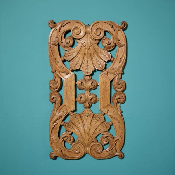 19th Century Hand Carved Scrolling Oak Decorative Panel