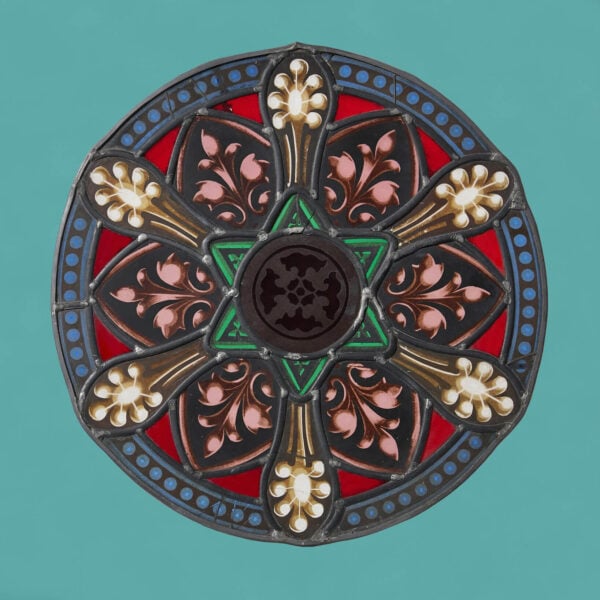 Antique English Ecclesiastical Style Stained Glass Roundel