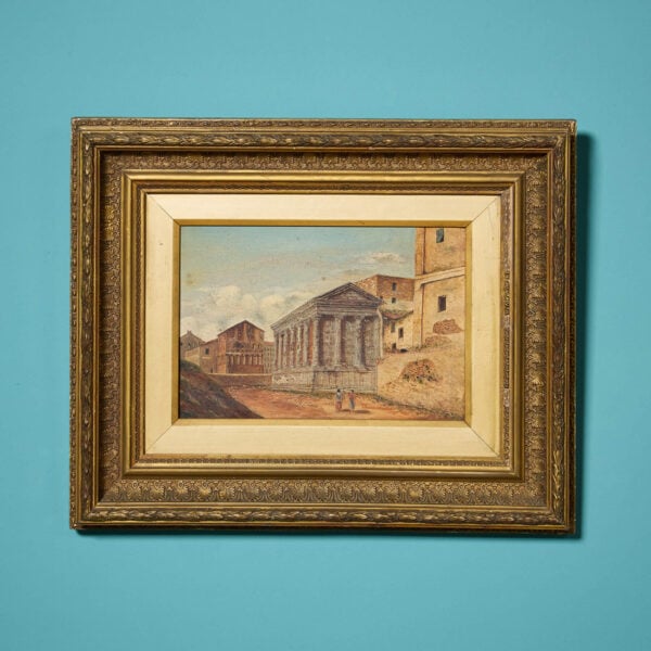 19th Century Oil on Canvas Painting of the Temple of Fortuna Virillis