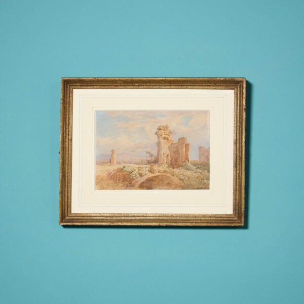 Rosa Müller (1822–1914) 19th Century Grand Tour Watercolour of Roman Ruins In Rural Italy