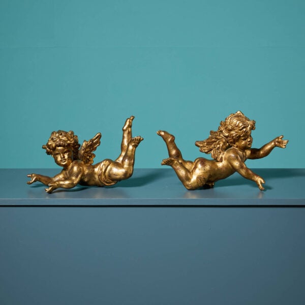 Pair of Italian Giltwood Cherub Carvings