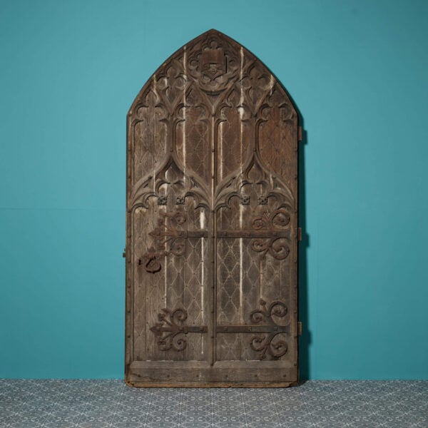 Antique English Oak Gothic Style Church Door